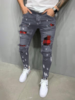 Men's Fashion Mid Waist Ripped Slim Jeans - D'Sare