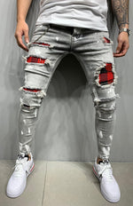 Men's Fashion Mid Waist Ripped Slim Jeans - D'Sare