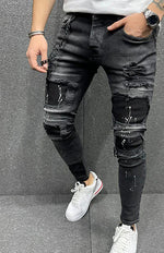 Men's Fashion Mid Waist Ripped Slim Jeans - D'Sare