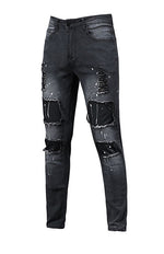 Men's Fashion Mid Waist Ripped Slim Jeans - D'Sare