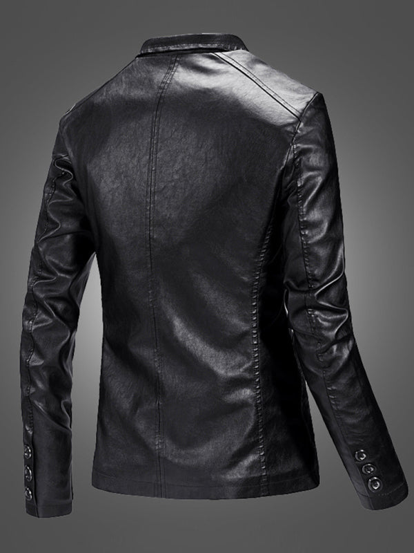 Men's Warm Casual Slim Leather Leather Suit