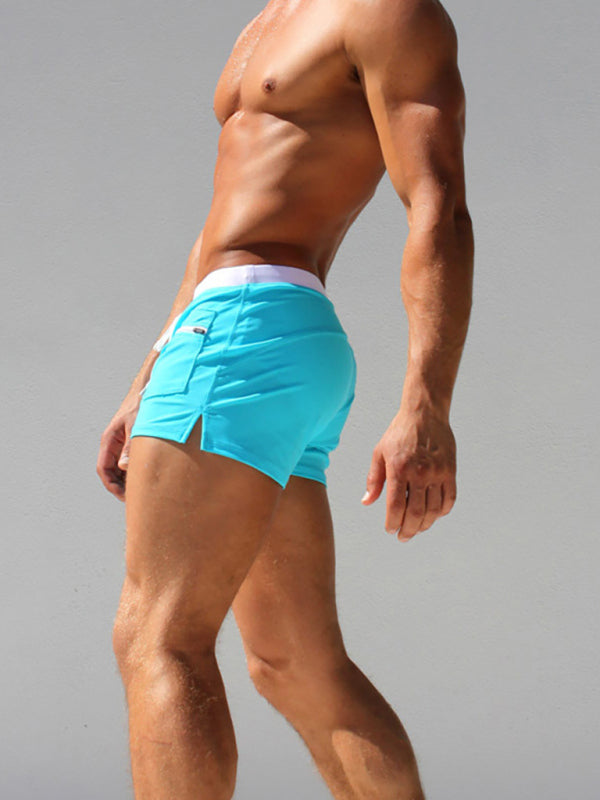 Men's Fashion Fit Front Stripe Pocket Quick Dry Nylon Hot Spring Swim Shorts