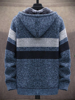 Fleece sweater cardigan Contrast color jacket youth slim fit trendy hooded jacket
