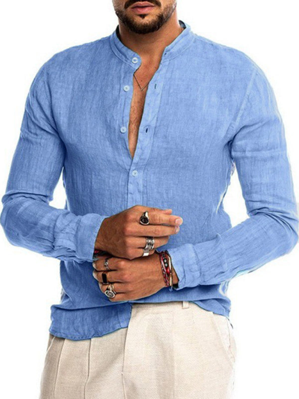 Casual Men's Loose Shirt Shirt Cotton Linen Shirt