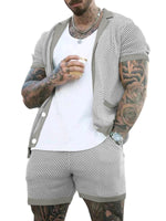 Short-sleeved shorts Knit lapel cardigan Short-sleeved men's suit - D'Sare