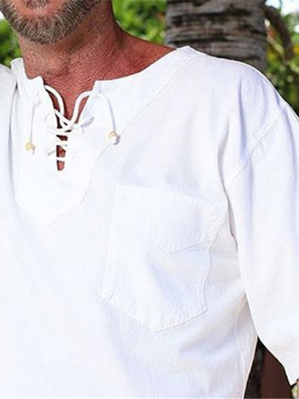 Men's new casual beach short-sleeved/long-sleeved tops