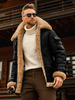 Men's fur one-piece thickened mid-length jacket - D'Sare