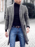 Men's native houndstooth youth woolen coat mid-length coat - D'Sare