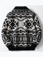 Men's Autumn and Winter Men's Jacquard Knitted Jacket Lapel Long Sleeve Jacket Sweater