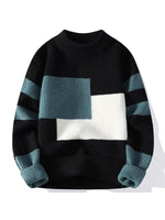 Men's Loose Crew Neck Contrast Color Sweater