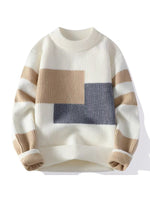 Men's Loose Crew Neck Contrast Color Sweater