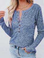 Women's Long Sleeve Henley Shirts V Neck Down Tops - D'Sare