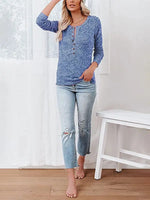 Women's Long Sleeve Henley Shirts V Neck Down Tops - D'Sare