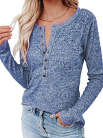 Women's Long Sleeve Henley Shirts V Neck Down Tops - D'Sare