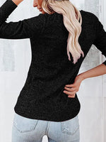 Women's Long Sleeve Henley Shirts V Neck Down Tops - D'Sare