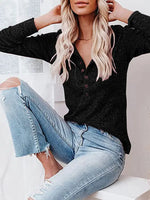 Women's Long Sleeve Henley Shirts V Neck Down Tops - D'Sare