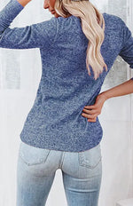 Women's Long Sleeve Henley Shirts V Neck Down Tops - D'Sare