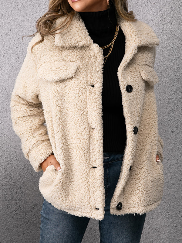 Loose Casual Lapel Plush Jacket Lamb Fleece Coat