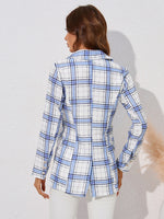 Women's casual plaid print lapel blazer - D'Sare