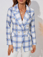 Women's casual plaid print lapel blazer - D'Sare