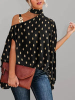 Halter Neck Dolman Sleeve Print Shirt Ladies Shirt Women's Clothing