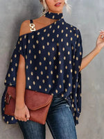 Halter Neck Dolman Sleeve Print Shirt Ladies Shirt Women's Clothing