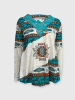 Women's Knitted Casual Ethnic Aztec Print Lace Top - D'Sare