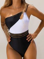 Women's Sexy Colorblock One Shoulder Swimsuit - D'Sare