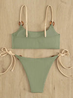 Women's solid color hoop sexy bikini sets - D'Sare