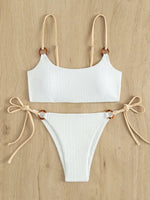 Women's solid color hoop sexy bikini sets - D'Sare