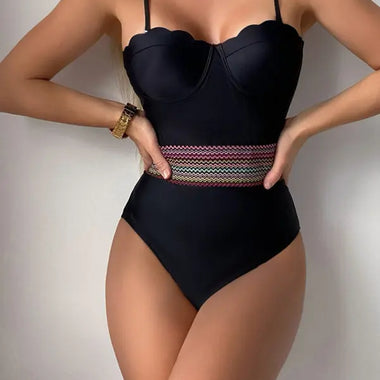 Women's Sexy Black Shell Shape One Piece swimwear - D'Sare