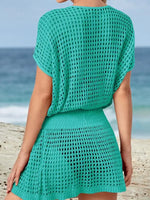 Solid Color Open Knit Cover Up Women's Dress - D'Sare