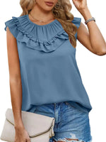 Women's Pleated Sleeveless Tank Top Chiffon Shirt - D'Sare