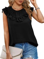 Women's Pleated Sleeveless Tank Top Chiffon Shirt - D'Sare