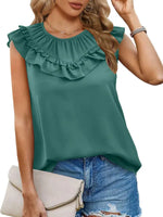 Women's Pleated Sleeveless Tank Top Chiffon Shirt - D'Sare