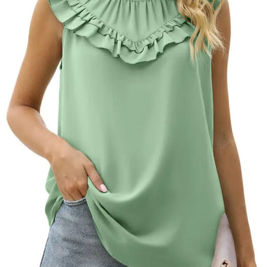 Women's Pleated Sleeveless Tank Top Chiffon Shirt - D'Sare