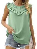 Women's Pleated Sleeveless Tank Top Chiffon Shirt - D'Sare