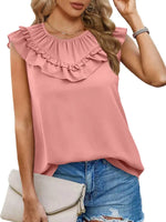 Women's Pleated Sleeveless Tank Top Chiffon Shirt - D'Sare