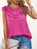 Women's Pleated Sleeveless Tank Top Chiffon Shirt - D'Sare