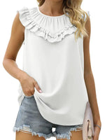 Women's Pleated Sleeveless Tank Top Chiffon Shirt - D'Sare