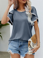 Round Neck Tassel Tulip Sleeve T-Shirt Casual Top Women - D'Sare