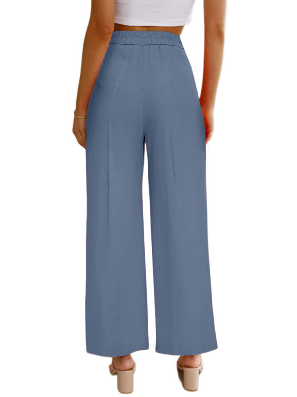 Women's Casual Wide Leg Pants High Waist Button Down Trousers With Pockets