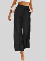 Women's Casual Wide Leg Pants High Waist Button Down Trousers With Pockets