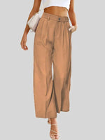 Women's Casual Wide Leg Pants High Waist Button Down Trousers With Pockets