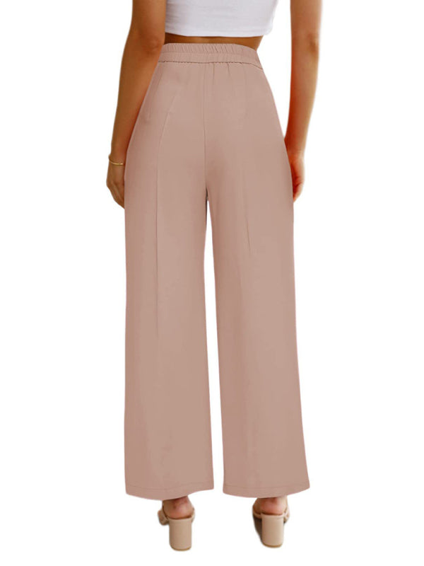 Women's Casual Wide Leg Pants High Waist Button Down Trousers With Pockets