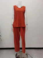 Women's Casual Loose Sleeveless Slit Vest + Pants Set - D'Sare