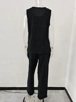 Women's Casual Loose Sleeveless Slit Vest + Pants Set - D'Sare