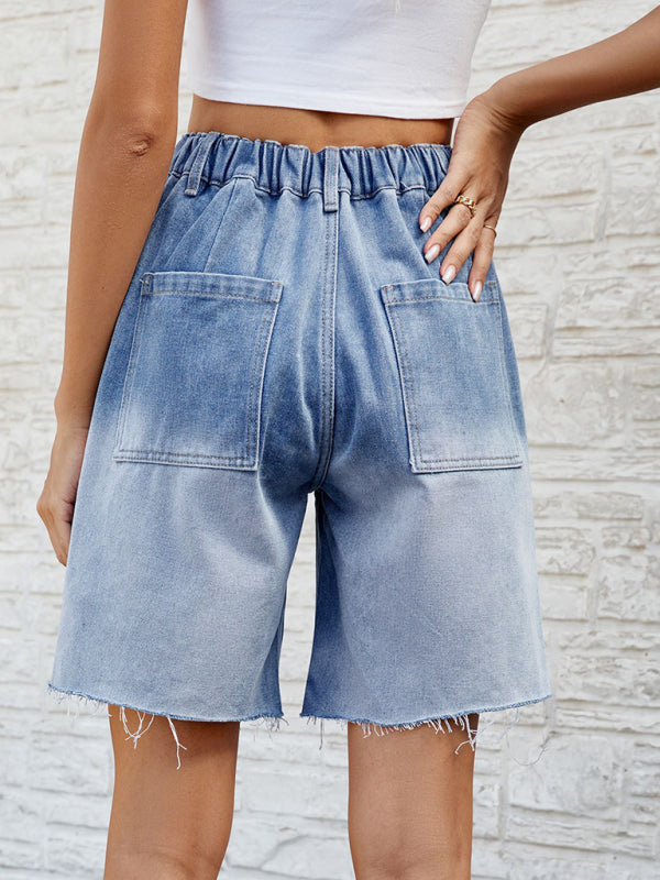 Women's new style washed casual gradient denim shorts