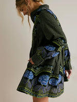 Printed lapel long-sleeved loose-fitting dress - D'Sare