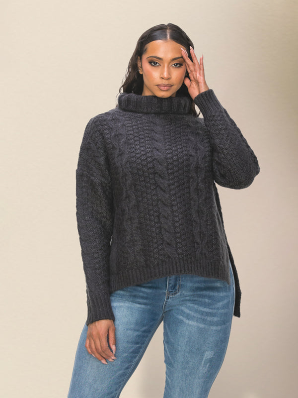Women's Casual  Lapel Drop Shoulder Loose SweaterRP0023577